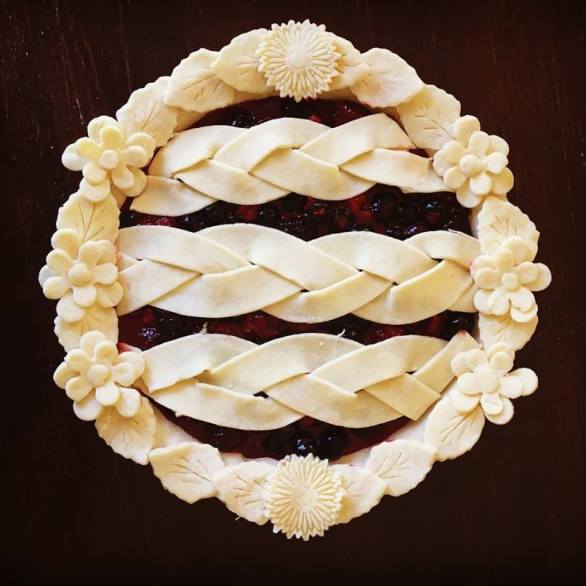 Triple Berry Pie with Ginger. Braided and cutouts for crust decor.